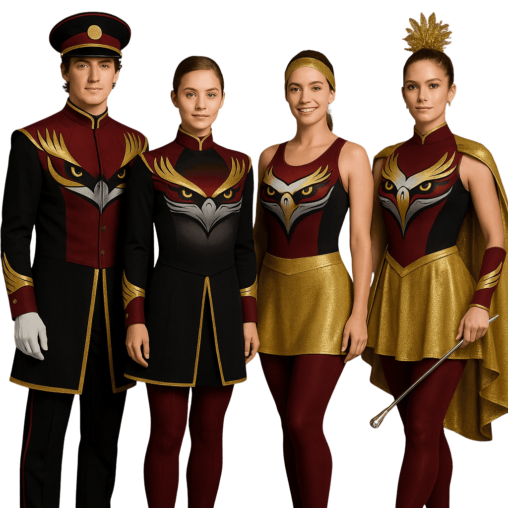 Equipe vestindo uniformes Jotagê com brasão da águia